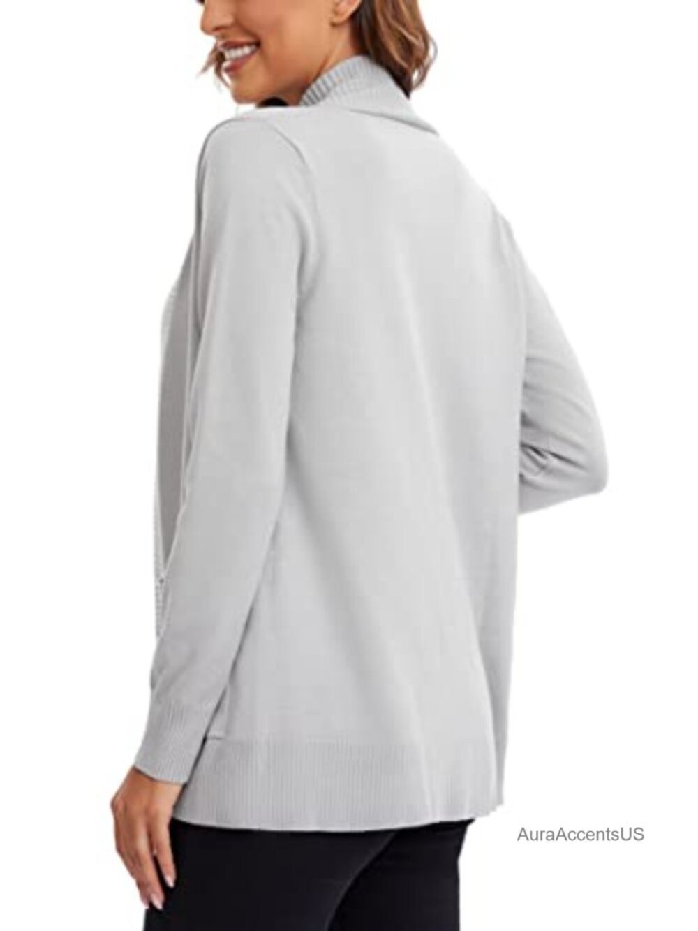 Lightweight Open Front Knit Cardigan Long Sleeve with Pocket - Picture 5 of 6